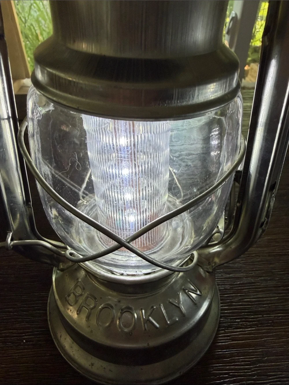 Silver Metal Hurricane Lantern - Classic Home Accent - 2 lamps .